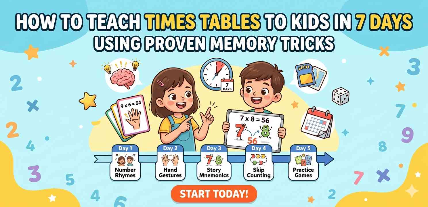 How to Teach Times Tables to Kids in 7 Days Using Proven Memory Tricks